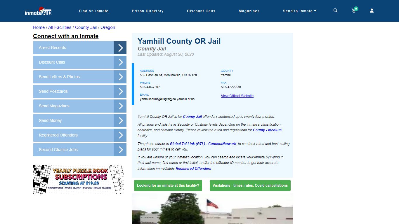 Yamhill County OR Jail - Inmate Locator - McMinnville, OR